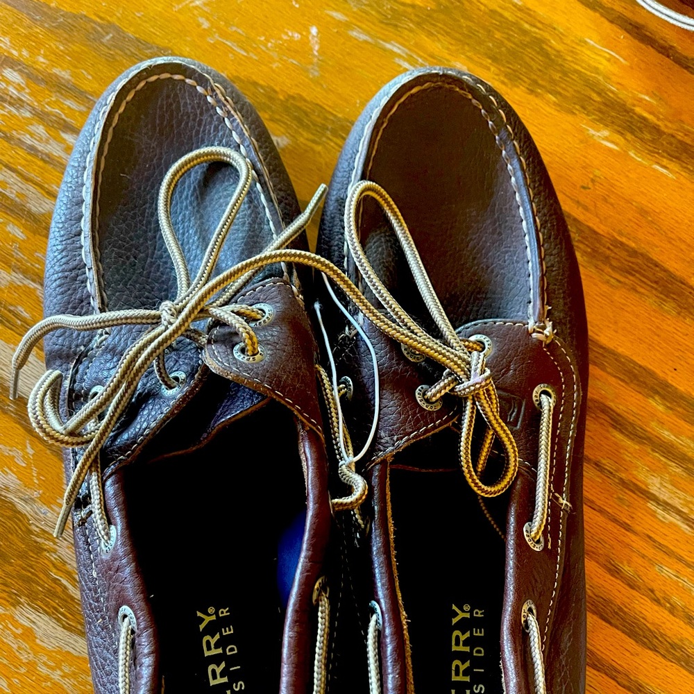 Men’s Like New Dark Brown Leather Sperry Topsiders M9.5